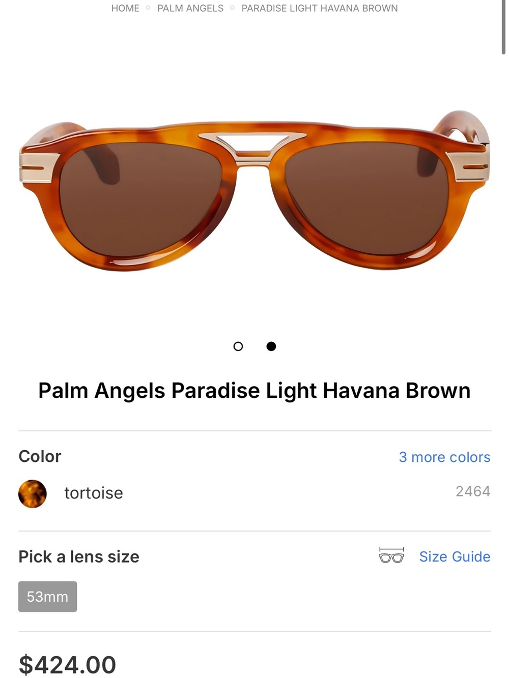 Palm Angels Tortoise Frame Sunglasses with Brown Lenses